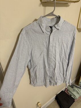 Daniel Hechter Blue and White Striped Dress Shirt Medium